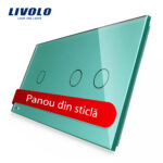 Panou intrerupator simplu+dublu cu touch Livolo din sticla