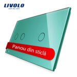 Panou intrerupator dublu + simplu cu touch Livolo din sticla