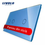 Panou intrerupator dublu + simplu cu touch Livolo din sticla