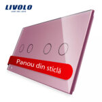 Panou intrerupator dublu+dublu cu touch Livolo din sticla