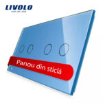 Panou intrerupator dublu+dublu cu touch Livolo din sticla