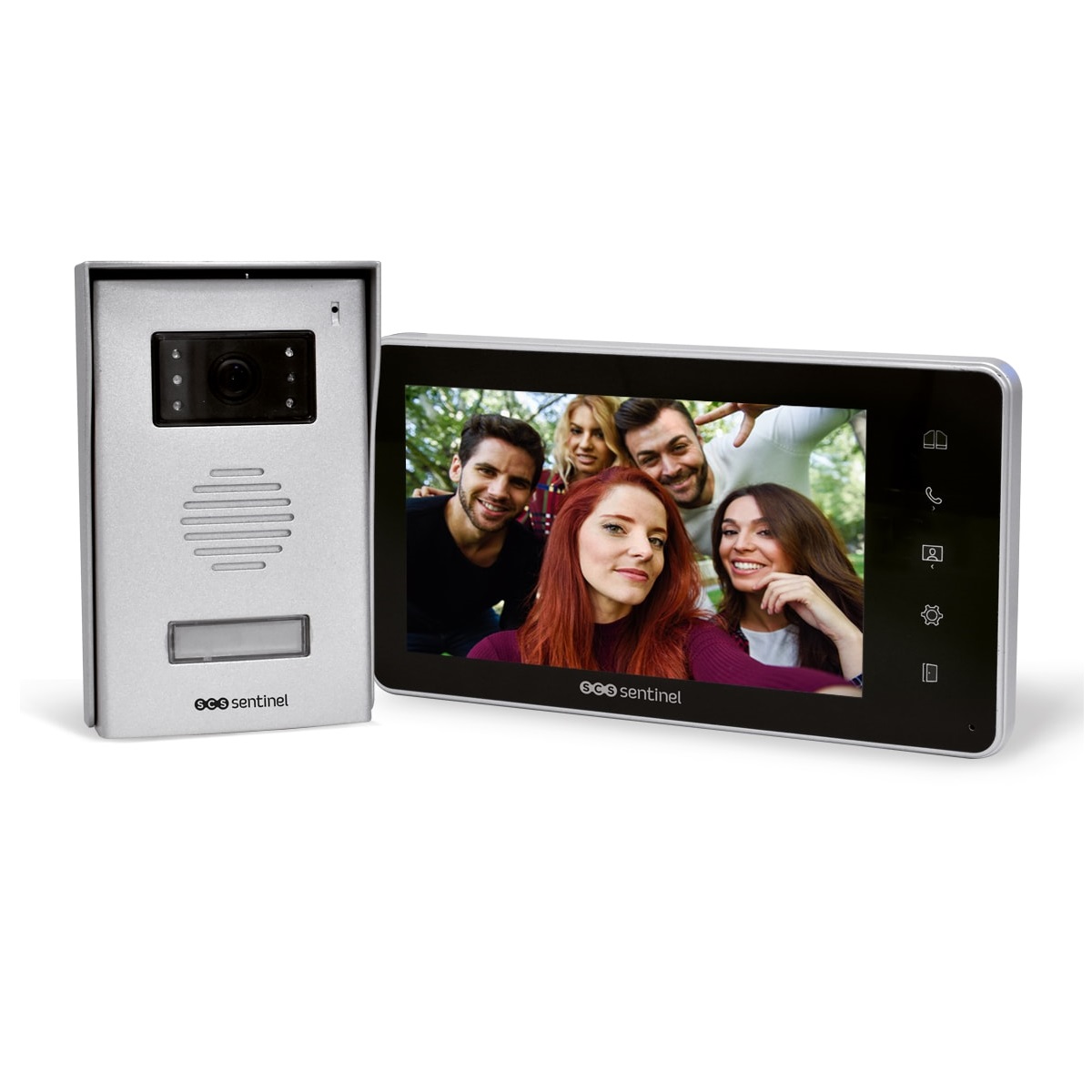 01-interfon-cu-ecran-tactil-visiokit-7.jpg Videointerfon cu fir SCS Sentinel VisioKit 7, Ecran tactil 7 inch, Vedere nocturna, 10 Melodii - imagine 1