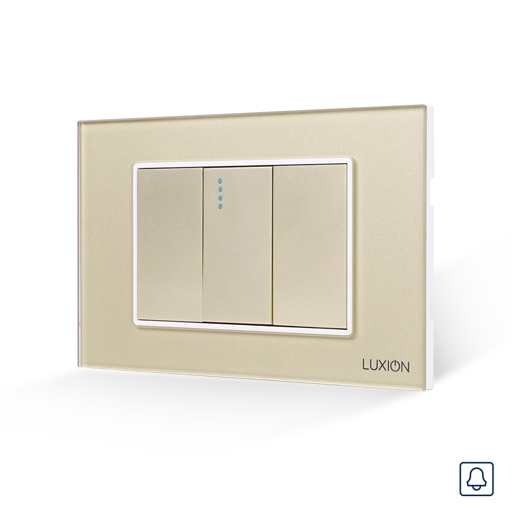 01-intrerupator-cu-revenire-mecanic-1m-2-taste-false-auriu.jpg Intrerupator cu Revenire (Sonerie) Mecanic 1M si 2 Taste False LUXION cu Rama din Sticla, Standard Italian, 3M - imagine 1