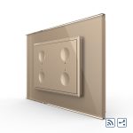 Intrerupator cvadruplu cap scara / cap cruce wireless cu touch Livolo cu rama din sticla, standard Italian - Serie noua