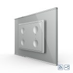 Intrerupator cvadruplu cap scara / cap cruce wireless cu touch Livolo cu rama din sticla, standard Italian - Serie noua