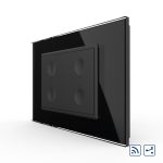 Intrerupator cvadruplu cap scara / cap cruce wireless cu touch Livolo cu rama din sticla, standard Italian - Serie noua