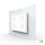 Intrerupator cvadruplu cap scara / cap cruce cu touch Livolo cu rama din sticla, standard Italian - Serie noua