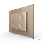 Intrerupator cvadruplu cap scara / cap cruce cu touch Livolo cu rama din sticla, standard Italian - Serie noua
