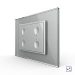 Intrerupator cvadruplu cap scara / cap cruce cu touch Livolo cu rama din sticla, standard Italian - Serie noua