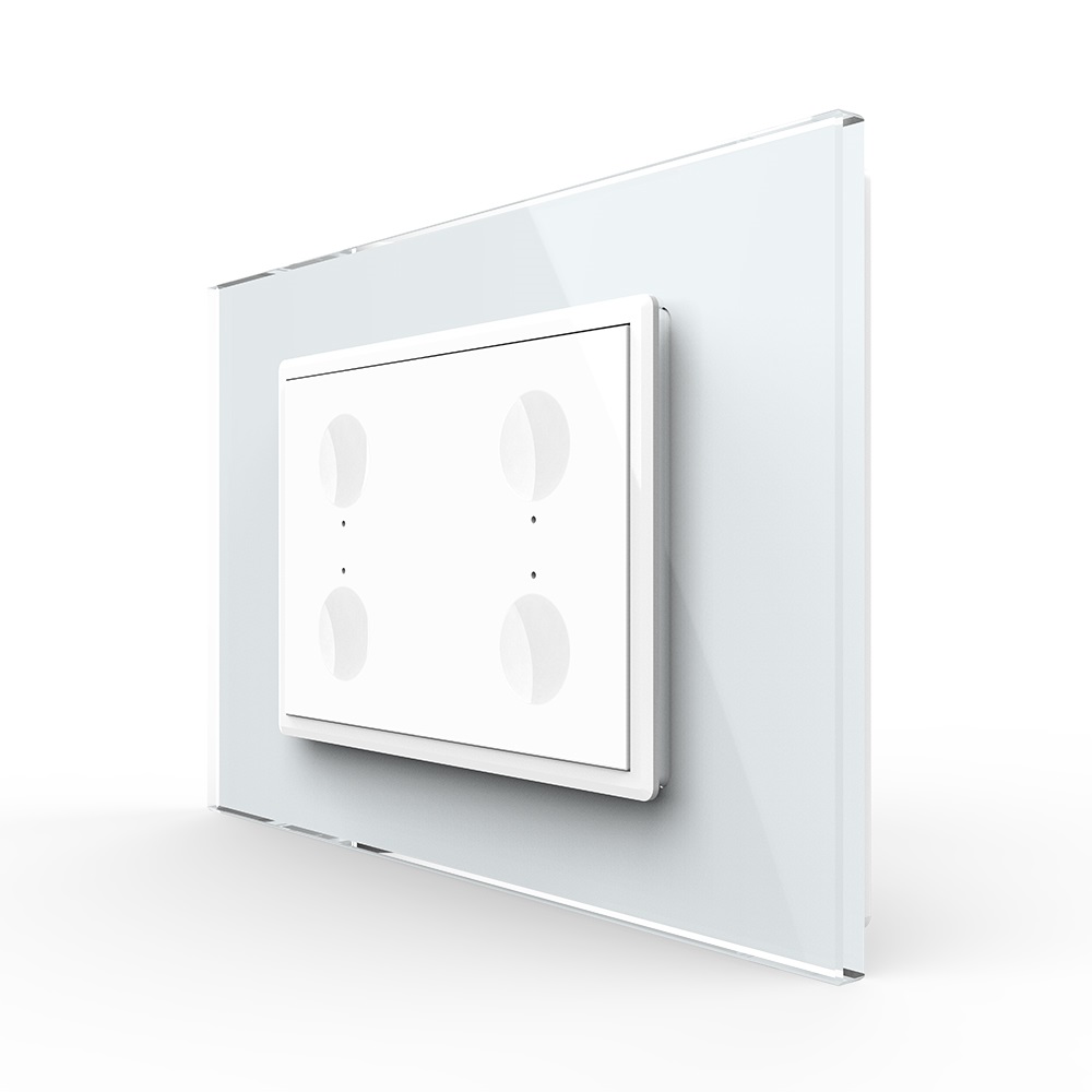 01-intrerupator-cvadruplu-cu-touch-livolo-rama-sticla-italian-serie-noua-alb.jpg Intrerupator cvadruplu cu touch Livolo cu rama din sticla, standard Italian - Serie noua - imagine 1
