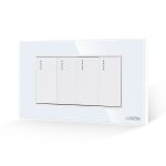 Intrerupator Cvadruplu Mecanic LUXION cu Rama din Sticla, Standard Italian, 4M