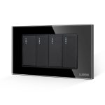 Intrerupator Cvadruplu Mecanic LUXION cu Rama din Sticla, Standard Italian, 4M