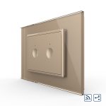 Intrerupator dublu cap scara / cap cruce wireless cu touch Livolo cu rama din sticla, standard Italian - Serie noua