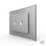 Intrerupator dublu cap scara / cap cruce cu touch Livolo cu rama din sticla, standard Italian - Serie noua