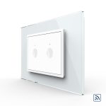 Intrerupator dublu wireless cu touch Livolo cu rama din sticla, standard Italian - Serie noua