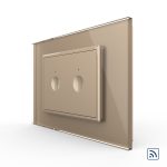 Intrerupator dublu wireless cu touch Livolo cu rama din sticla, standard Italian - Serie noua