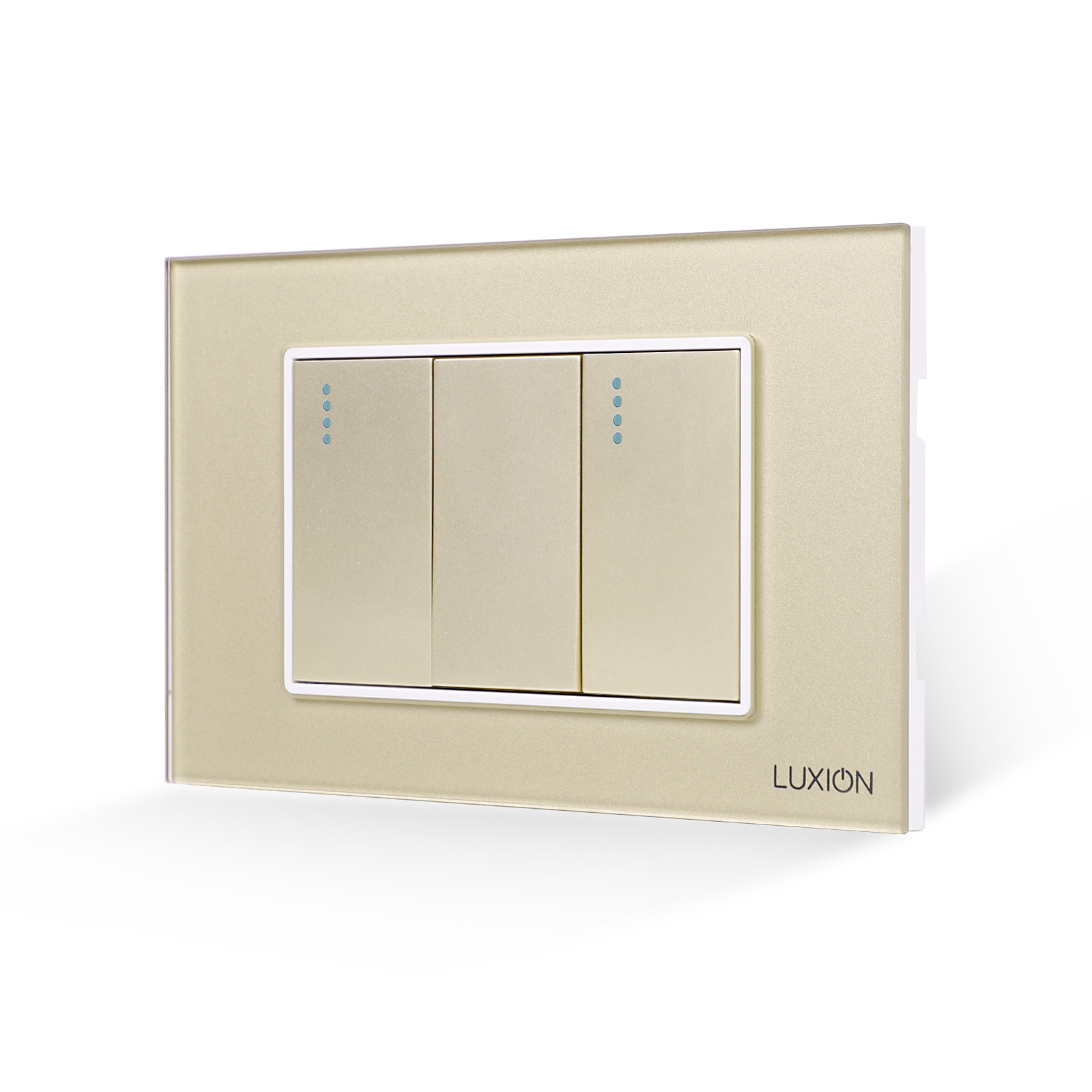 01-intrerupator-dublu-mecanic-luxion-sticla-italian-3m-auriu.jpg Intrerupator Dublu Mecanic LUXION cu Rama din Sticla, Standard Italian, 3M - imagine 1