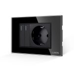 Intrerupator Dublu + Priza cu Rama din Sticla LUXION, Standard Italian, 3M