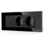 Intrerupator Dublu + 2 Prize cu Rama din Sticla LUXION, Standard Italian, 6M