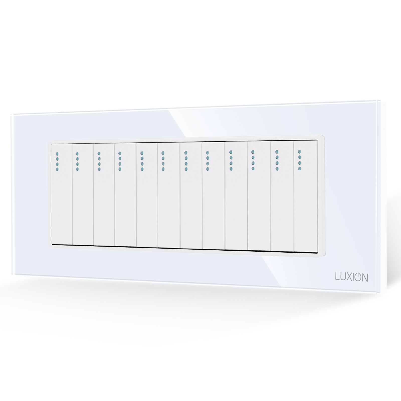 01-intrerupator-mecanic-12-posturi-luxion-italian-alb.jpg Intrerupator Mecanic 12 Posturi LUXION cu Rama din Sticla, Standard Italian, 6M - imagine 1