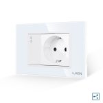 Intrerupator Simplu Cap Scara + Priza cu Rama din Sticla LUXION, Standard Italian, 3M