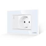 Intrerupator Simplu + Priza cu Rama din Sticla LUXION, Standard Italian, 3M