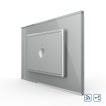 Intrerupator simplu cap scara / cap cruce wireless cu touch Livolo cu rama din sticla, standard Italian - Serie noua