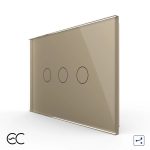 Intrerupator Triplu Cap Scara / Cruce cu Touch LIVOLO din Sticla, Standard Italian - protocol ZigBee EC
