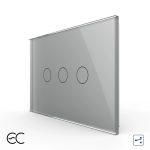 Intrerupator Triplu Cap Scara / Cruce cu Touch LIVOLO din Sticla, Standard Italian - protocol ZigBee EC
