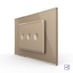 Intrerupator triplu cap scara / cap cruce cu touch Livolo cu rama din sticla, standard Italian - Serie noua