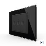 Intrerupator triplu cap scara / cap cruce cu touch Livolo cu rama din sticla, standard Italian - Serie noua