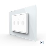 Intrerupator triplu cap scara / cap cruce cu touch Livolo cu rama din sticla, standard Italian - Serie noua