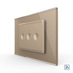 Intrerupator triplu wireless cu touch Livolo cu rama din sticla, standard Italian - Serie noua