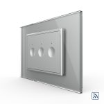 Intrerupator triplu wireless cu touch Livolo cu rama din sticla, standard Italian - Serie noua
