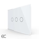 Intrerupator triplu cu touch Livolo din sticla, standard Italian, protocol ZigBee EC - Serie noua