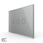 Intrerupator triplu cu touch Livolo din sticla, standard Italian, protocol ZigBee EC - Serie noua