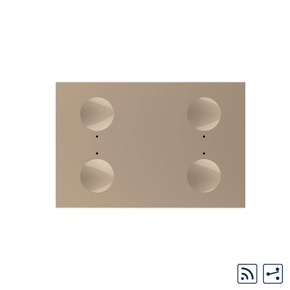 01-modul-intrerupator-cvadruplu-cap-scara-wireless-serie-noua-auriu.jpg Modul intrerupator cvadruplu cap scara / cap cruce wireless cu touch Livolo standard Italian, Serie noua - imagine 1