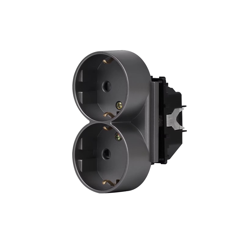 01-modul-priza-lx-mp210gf-gri.jpg Modul Priza Dubla LUXION Pentru Doza Simpla - imagine 1