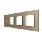 Panou Intrerupator Dublu + 3 Prize LIVOLO din Sticla, Standard German