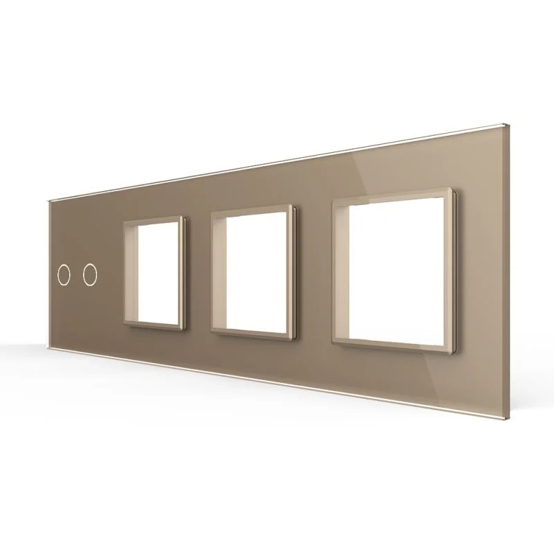 01-panou-intrerupator-dublu-cu-3-prize-livolo-standard-german-auriu.jpg Panou Intrerupator Dublu + 3 Prize LIVOLO din Sticla, Standard German - imagine 1