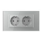 Priza dubla Livolo cu rama din sticla 4M, standard Italian, Serie noua