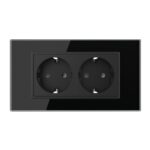 Priza dubla Livolo cu rama din sticla 4M, standard Italian, Serie noua