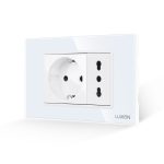 Priza Schuko + Universala Italiana cu Rama din Sticla LUXION, Standard Italian, 3M