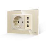 Priza Schuko + Universala Italiana cu Rama din Sticla LUXION, Standard Italian, 3M