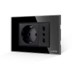 Priza Schuko + Universala Italiana cu Rama din Sticla LUXION, Standard Italian, 3M