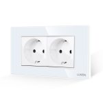 Priza Dubla cu Rama din Sticla LUXION, Standard Italian, 4M