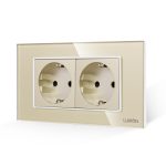 Priza Dubla cu Rama din Sticla LUXION, Standard Italian, 4M