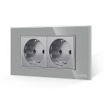 Priza Dubla cu Rama din Sticla LUXION, Standard Italian, 4M