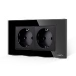 Priza Dubla cu Rama din Sticla LUXION, Standard Italian, 4M