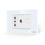 Priza Ingusta + TV + Internet cu Rama din Sticla LUXION, Standard Italian, 3M